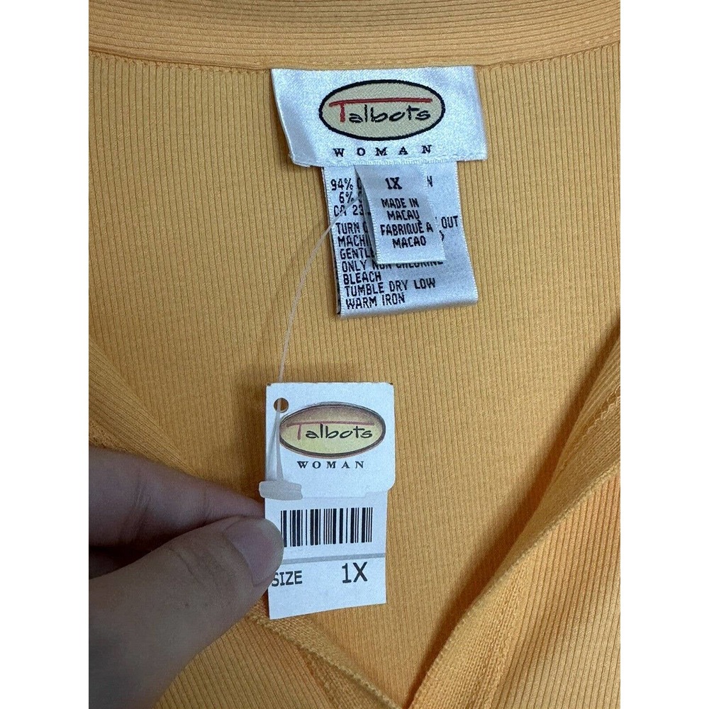 Talbots Sweater Womens Orange Pullover Top Knit Woven Collared Plus Sz 1X New - Picture 3 of 5